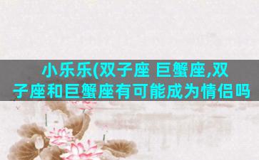 小乐乐(双子座 巨蟹座,双子座和巨蟹座有可能成为情侣吗